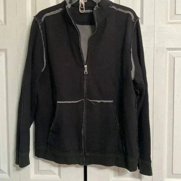 Industry zipper black & gray sweatshirt jacket - Picture 1 of 16